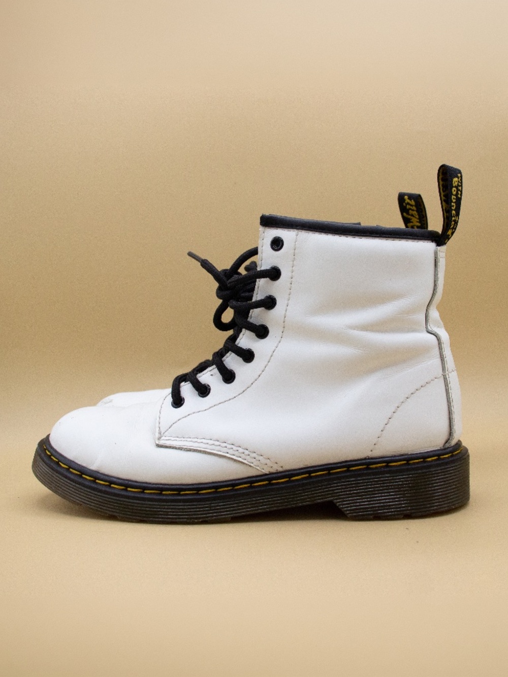 Dr. Martens 1406 White Leather Combat Laced Boots 1406 J Women's Size 5